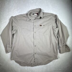Wrangler Riggs Workwear Men's Tan Long‎ Sleeve Work Shirt XXL Cotton